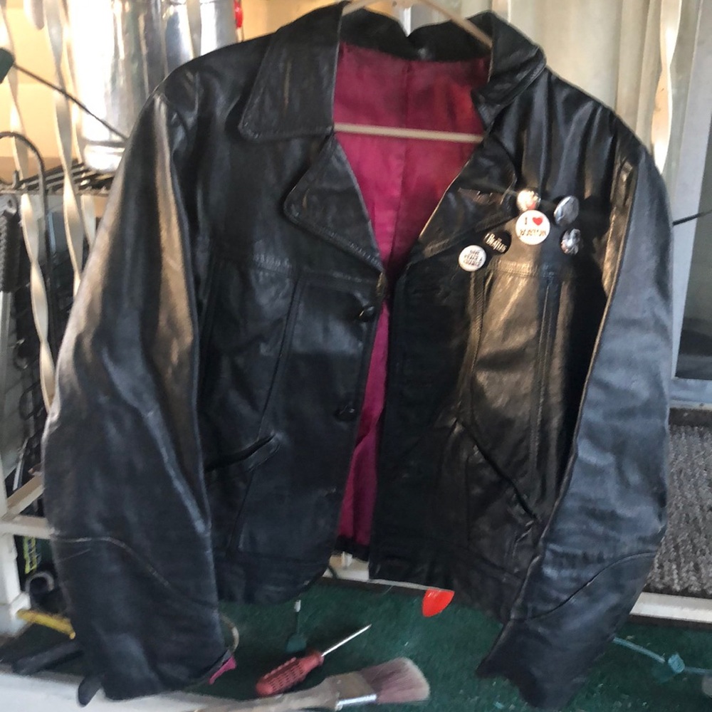 70s leather jacket with Leyva logo